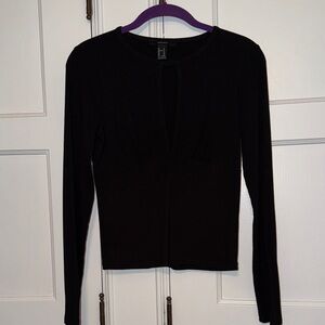 FOREVER 21 Elegant Black Long Sleeve Top